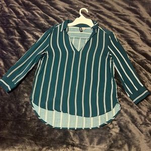 Green Striped Divided Blouse Size 0